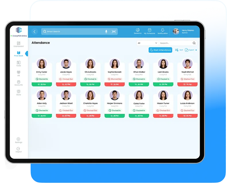 CronySoft Loyalty Analytics Dashboard on tablet